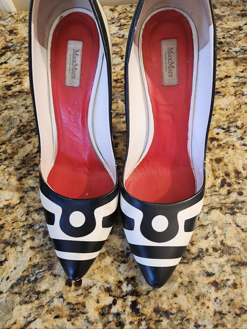 MaxMara Women’s Black & White Pointed Toe Pumps